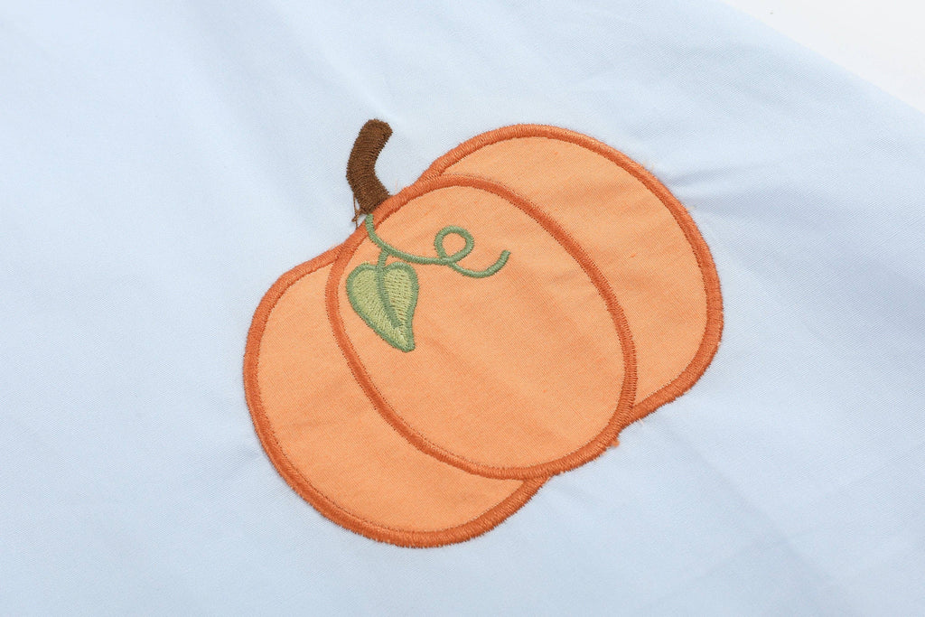Light Blue Pumpkin Applique Collared Dress