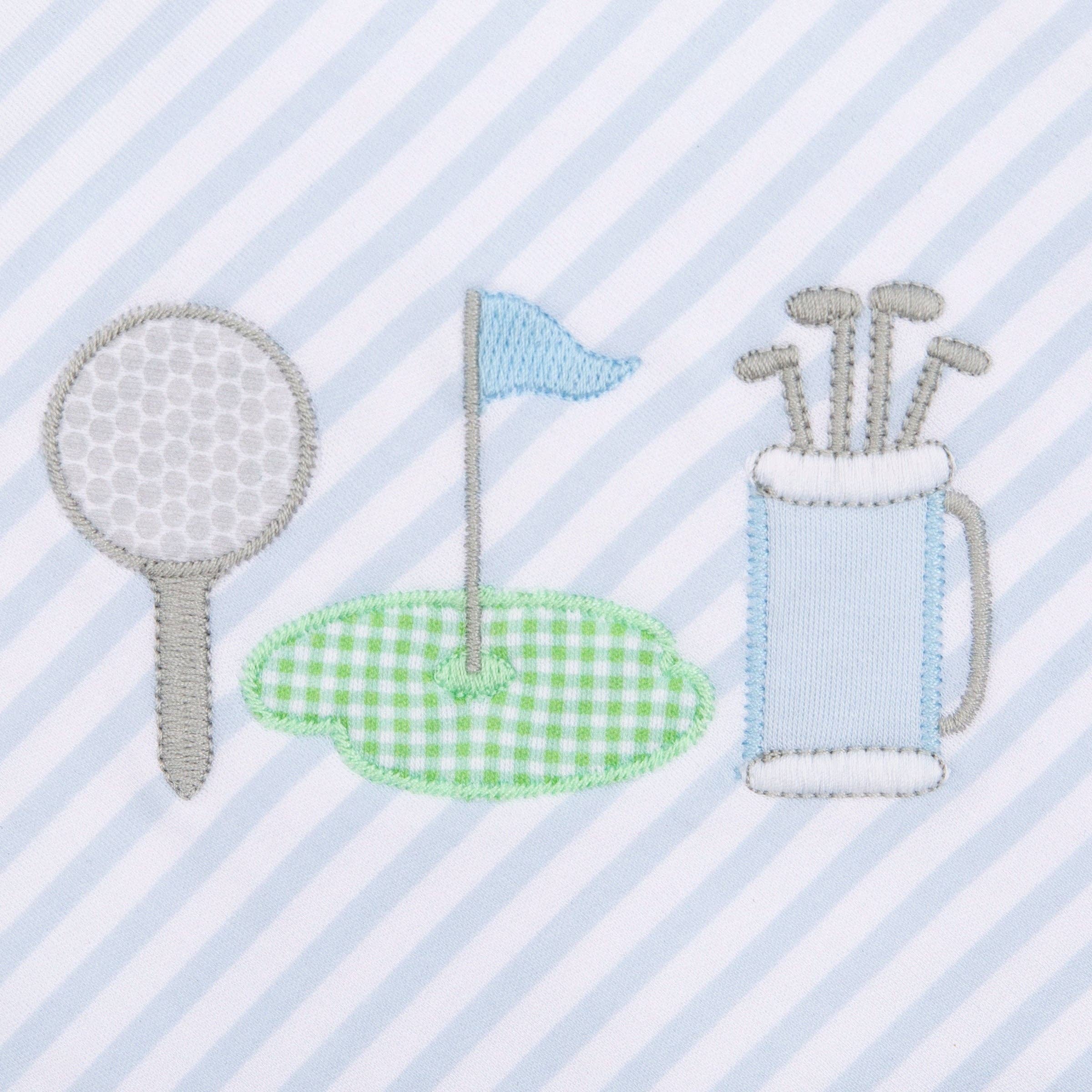 Putting Green Applique Short Pajamas - Light Blue