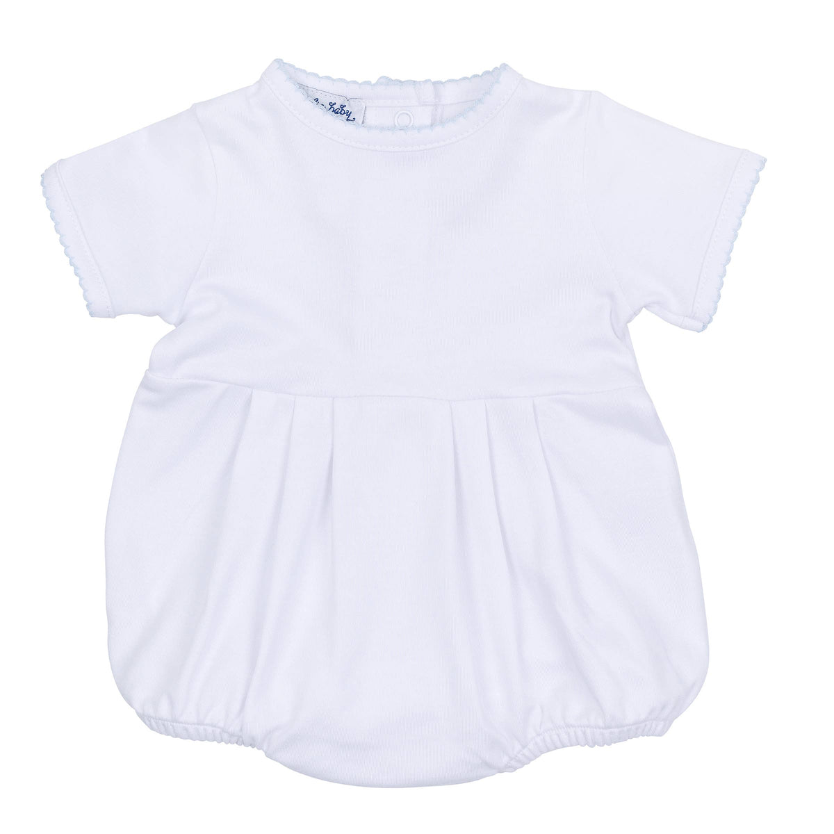 Essentials Bubble - White with Blue Picot Trim