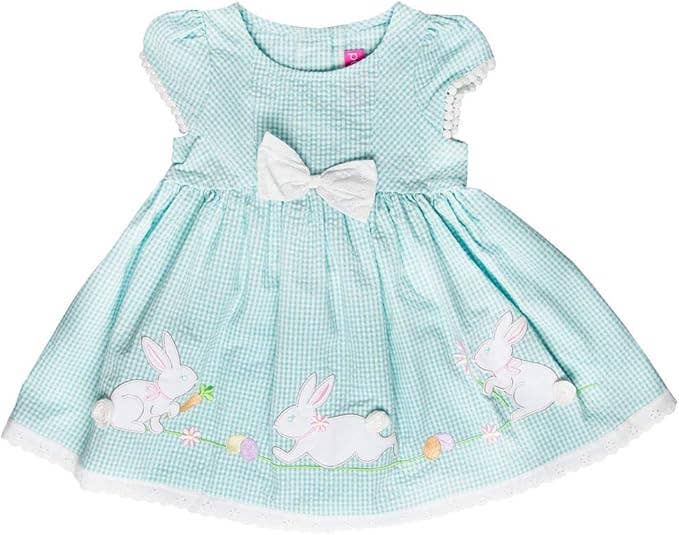 Good Lad Toddler Thru 4/6X Girls Turquoise Seersucker Dress