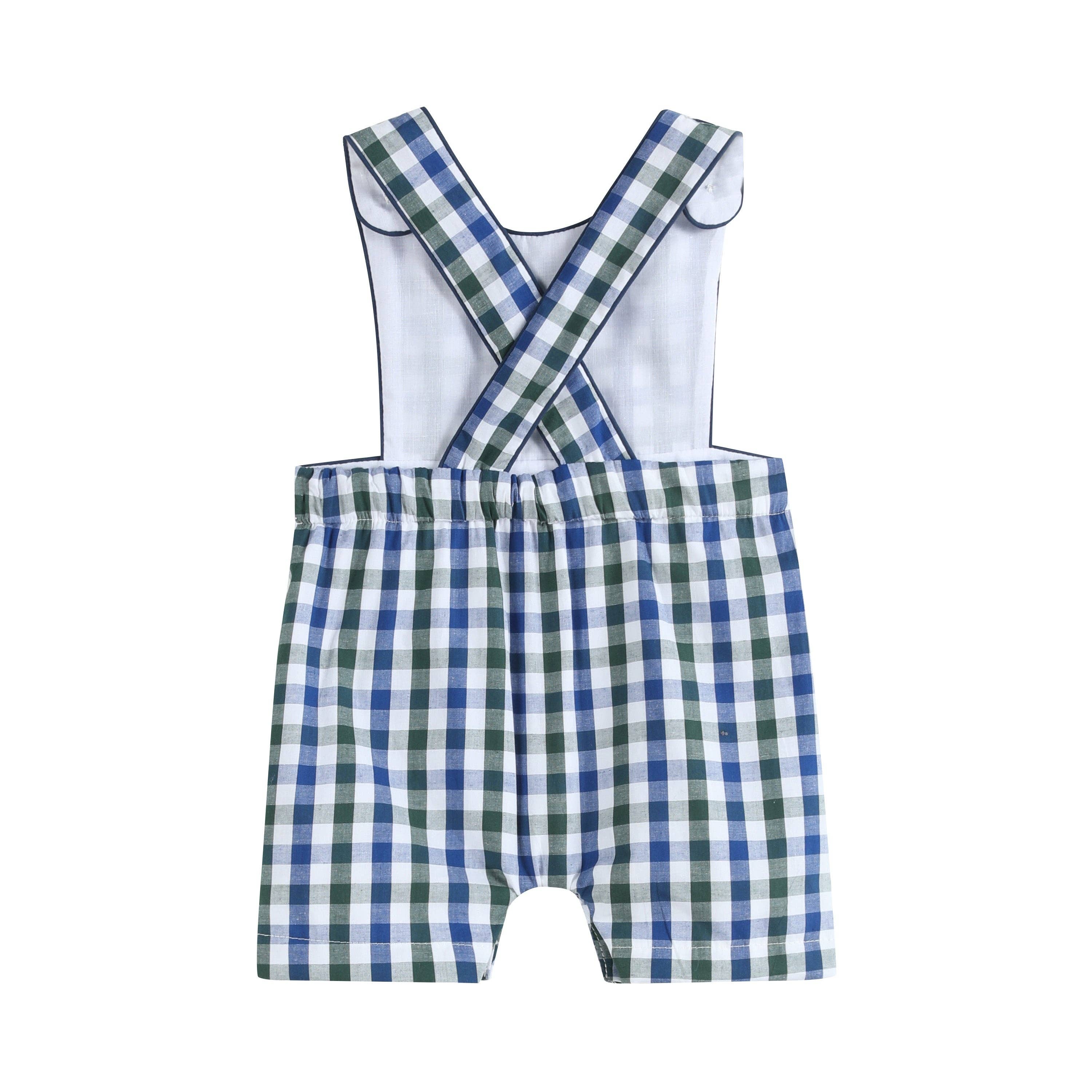 Blue and Green Criss Cross Shortalls