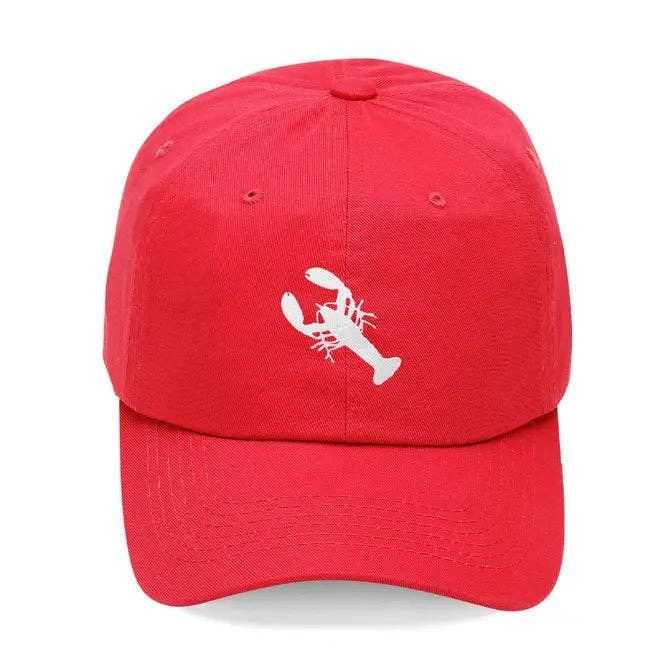 Coastal Lobster Embroidered Baseball Cap Beach Vacation Hat #M190VL-LOBWT