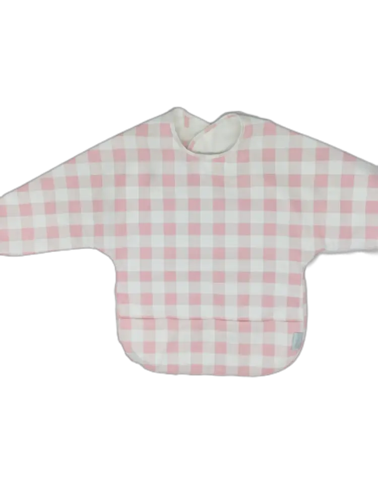 Long Sleeve Signature Catch All Bib - Pink Gingham