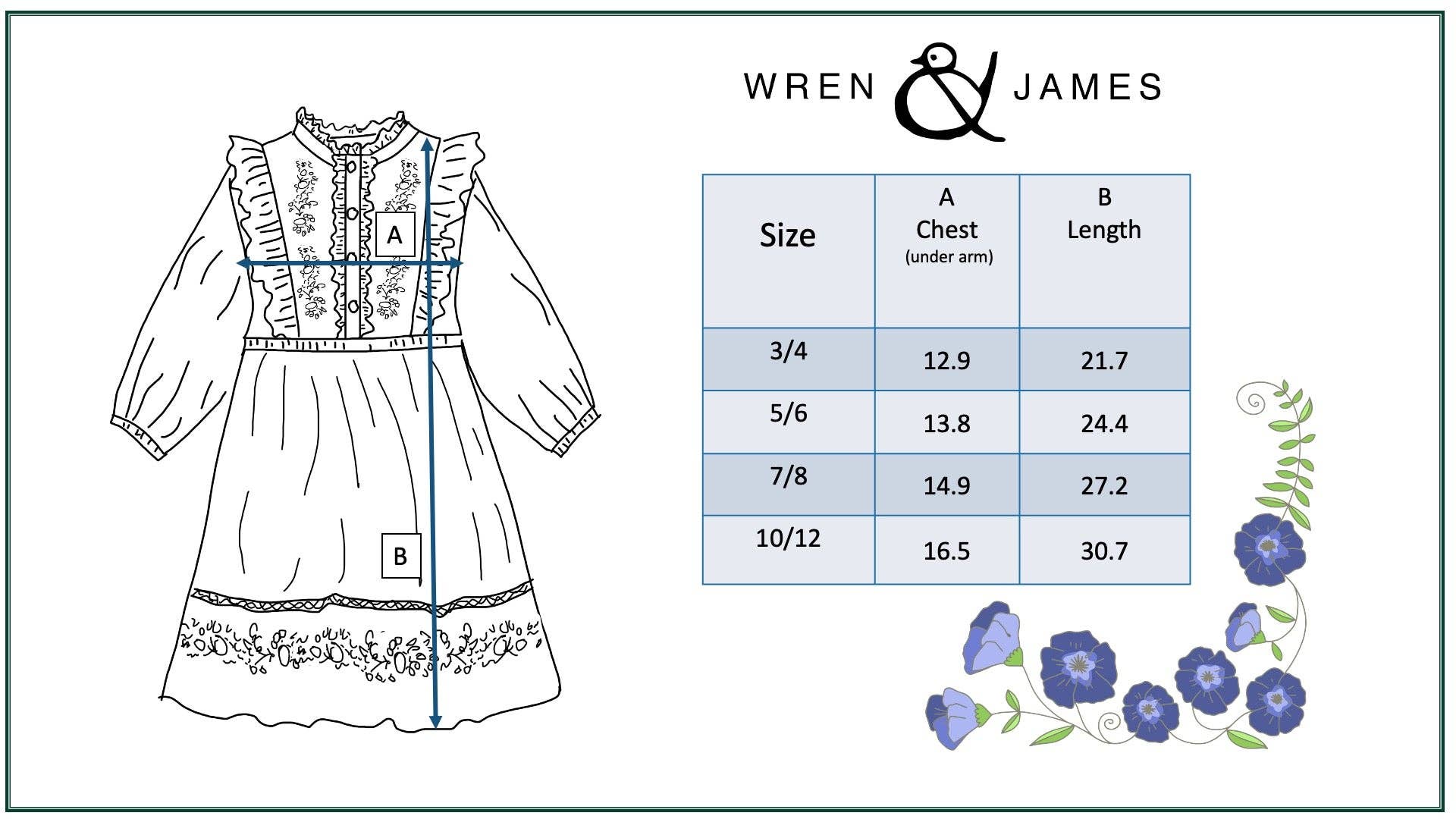 Kids Blue Check Embroidered Ruffle Long Sleeve Fall Dress