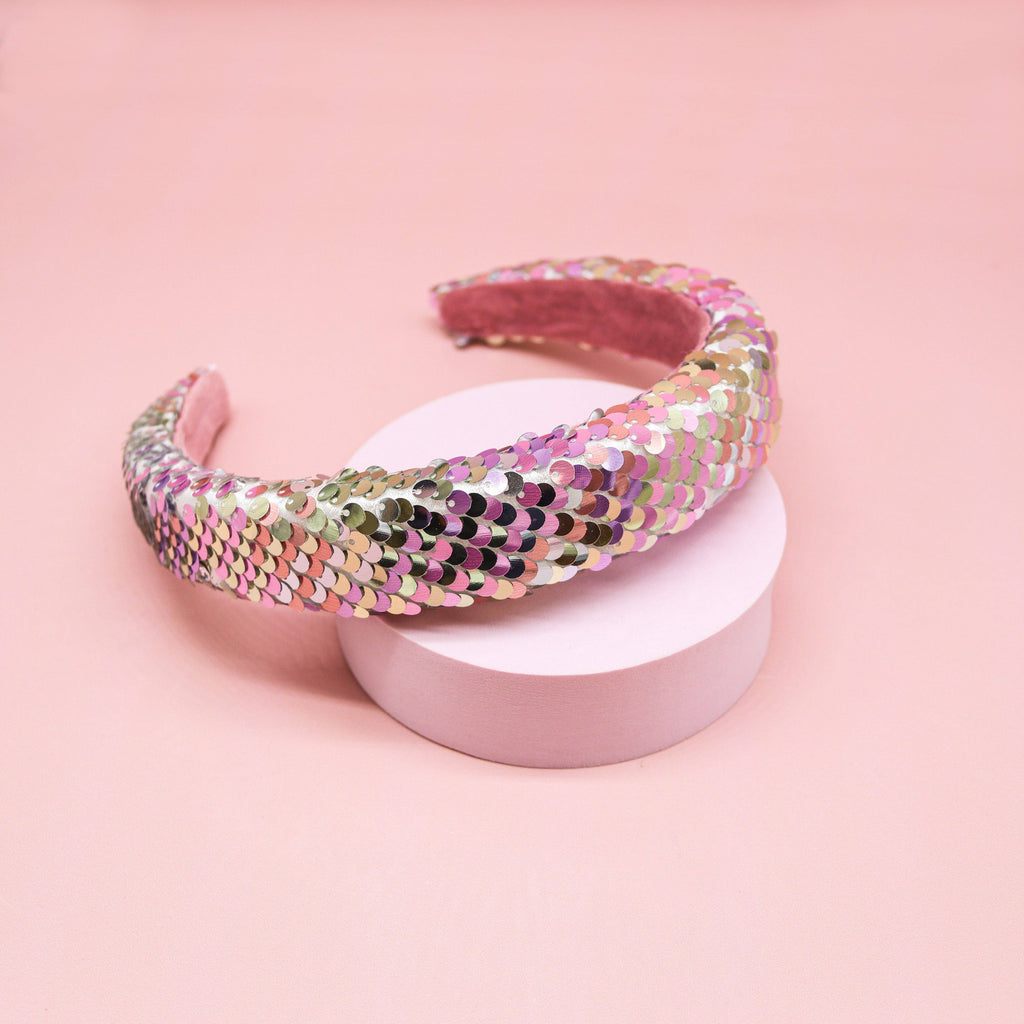 Rainbow Sequin Headband - Kids Padded Hair Band