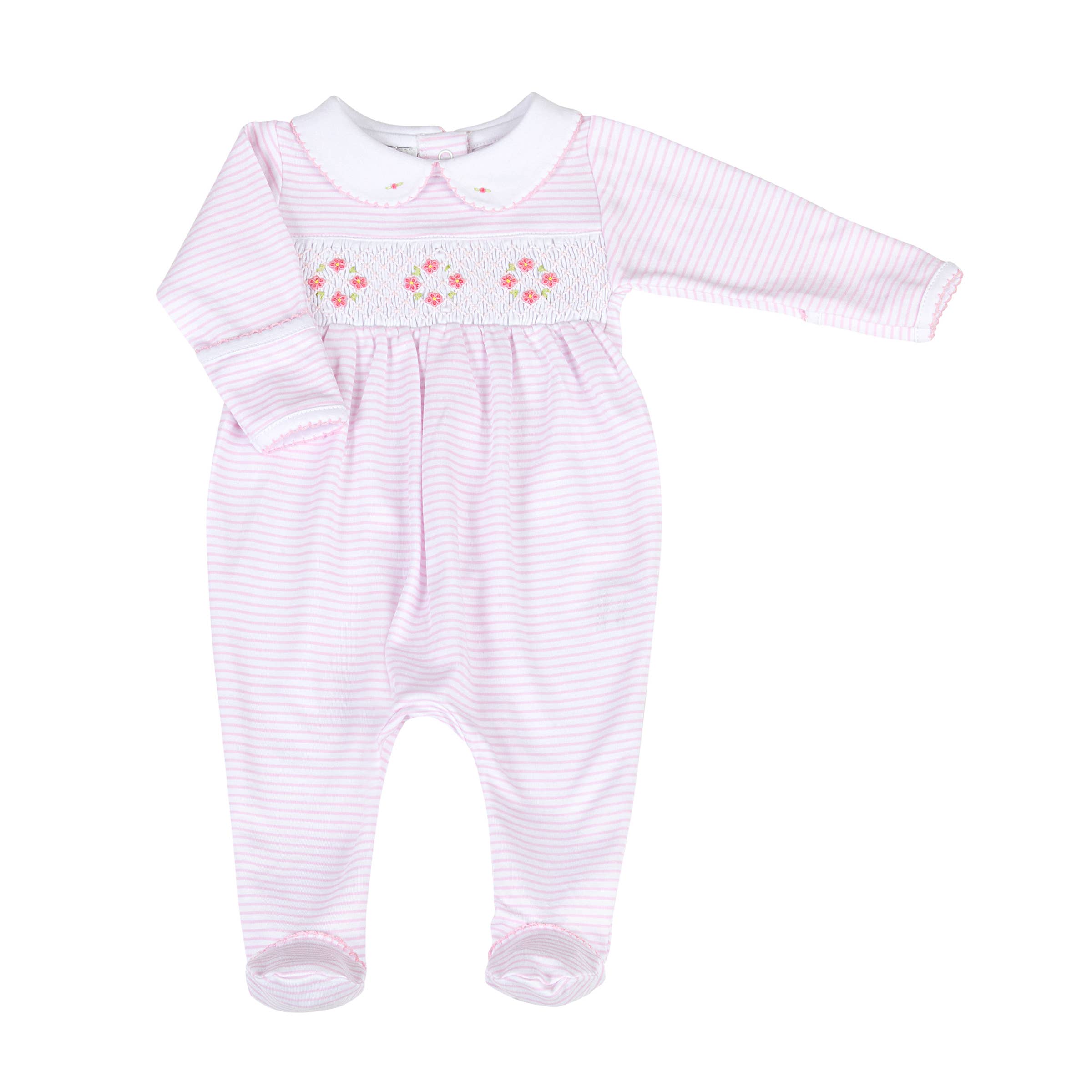 Lilly and Logan Pink Smocked Collared Girl Footie