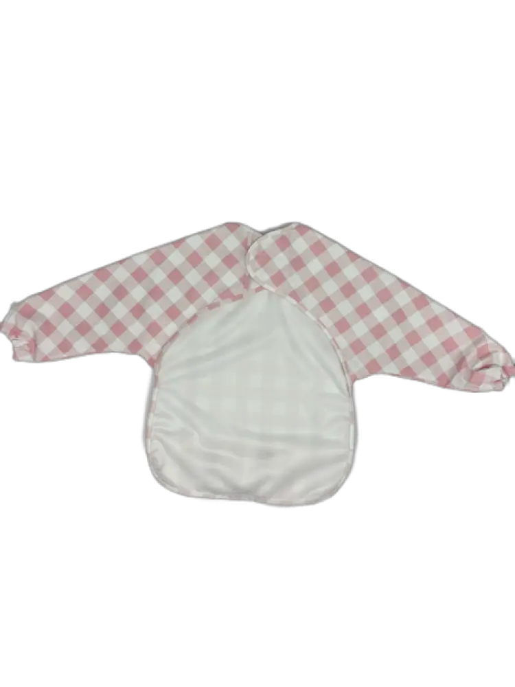 Long Sleeve Signature Catch All Bib - Pink Gingham