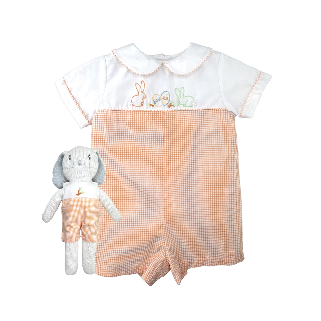 Romper with Hand Embroidered Easter Bunnies