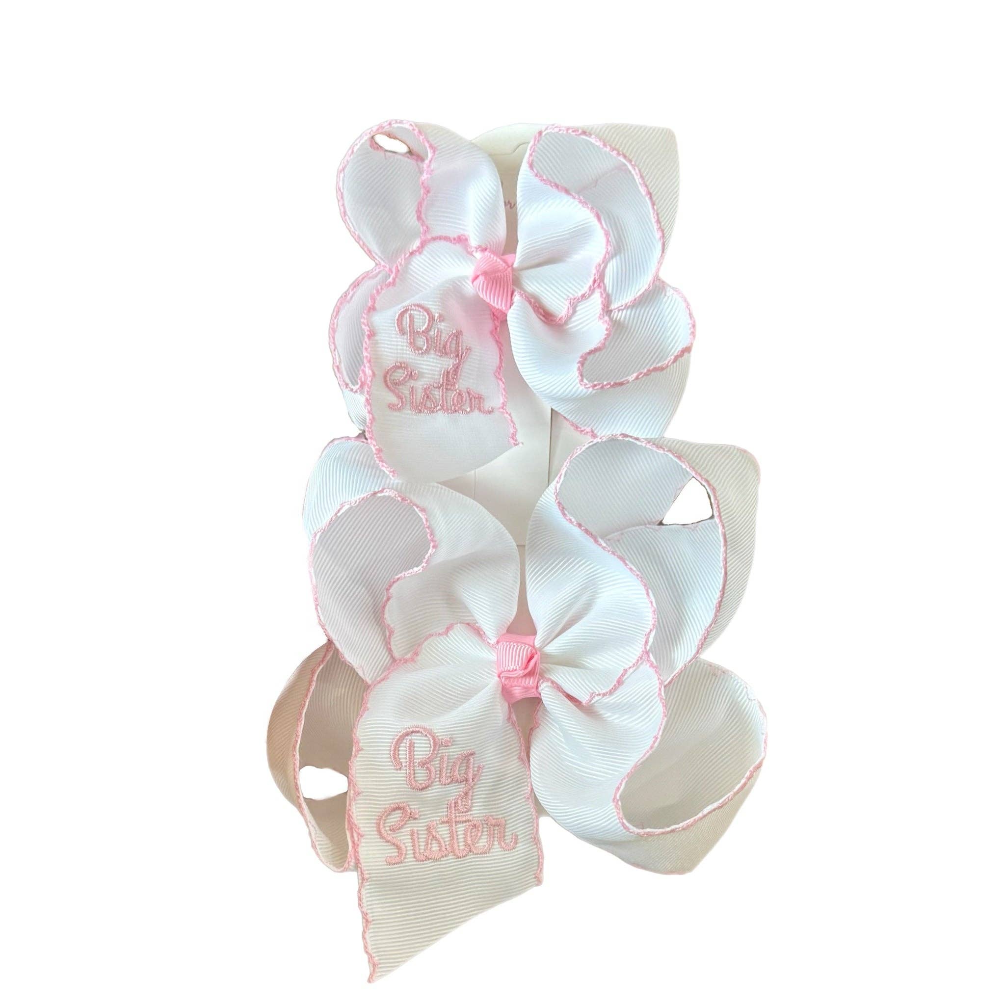 Big Sister Embroidered Moonstitch Hair Bow