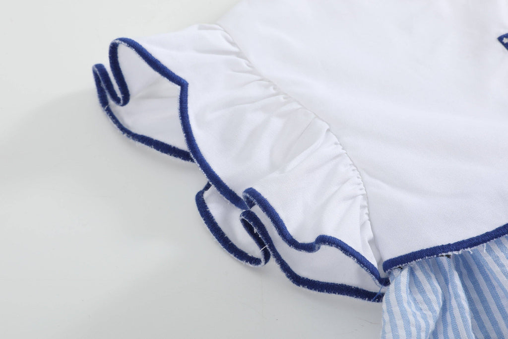 Blue Seersucker USA Flag Dress