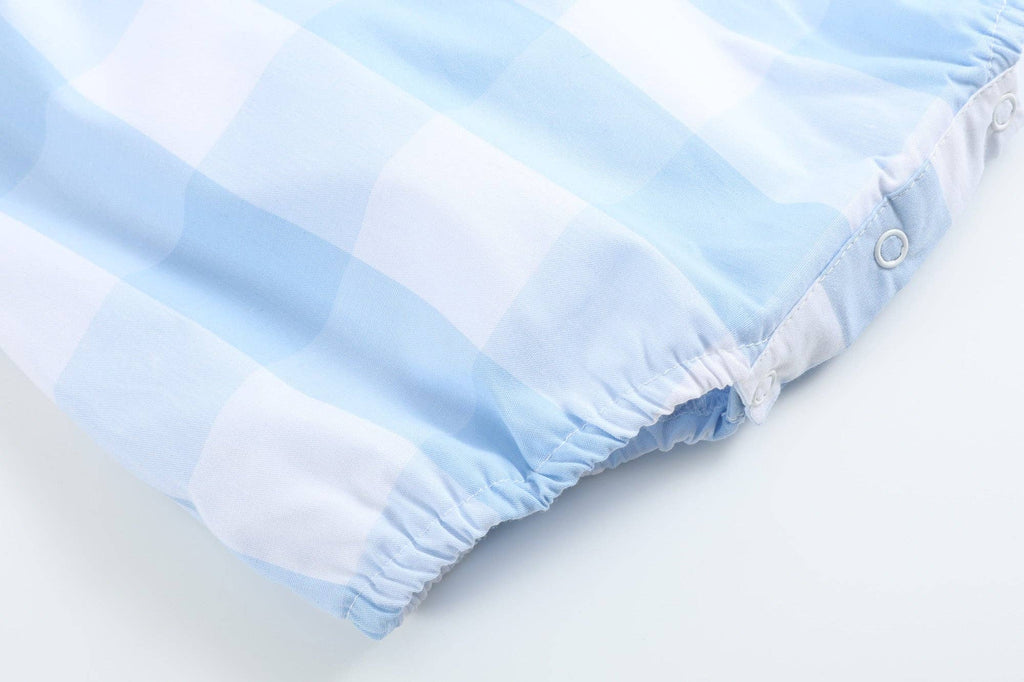 Light Blue Gingham USA American Flag Romper