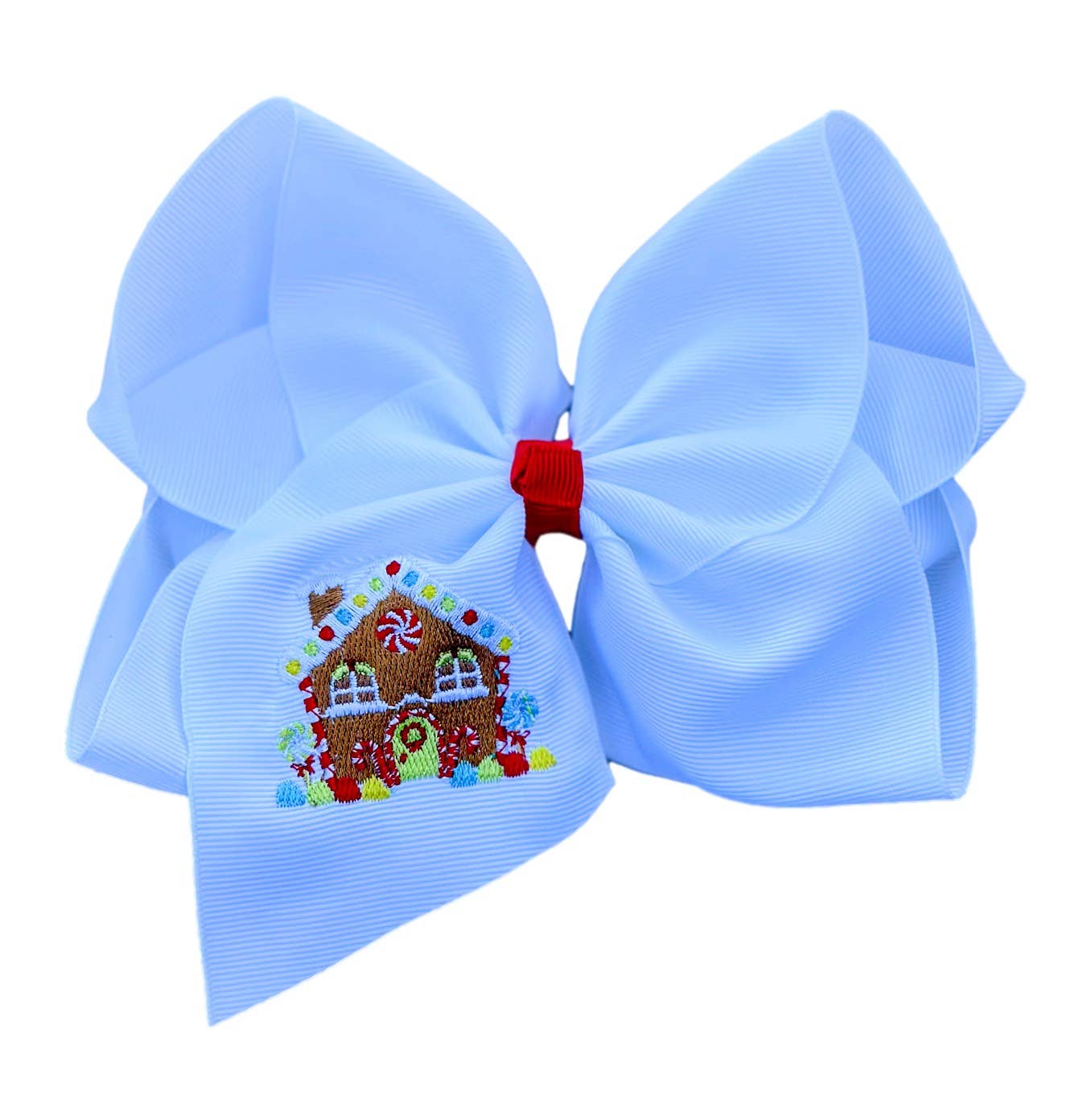 Classic Gingerbread House Embroidered Hair Bow