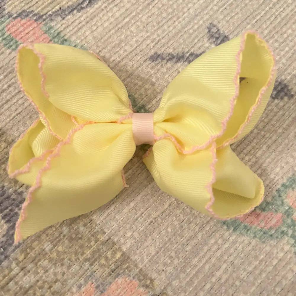 Classic Grosgrain Moonstitch Hair Bow - Large