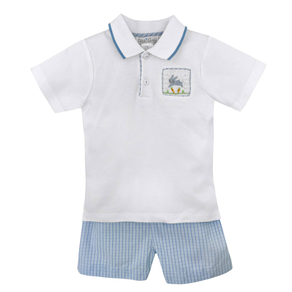 Shirt & Shorts Set with Hand Picture Smocked Bunnies