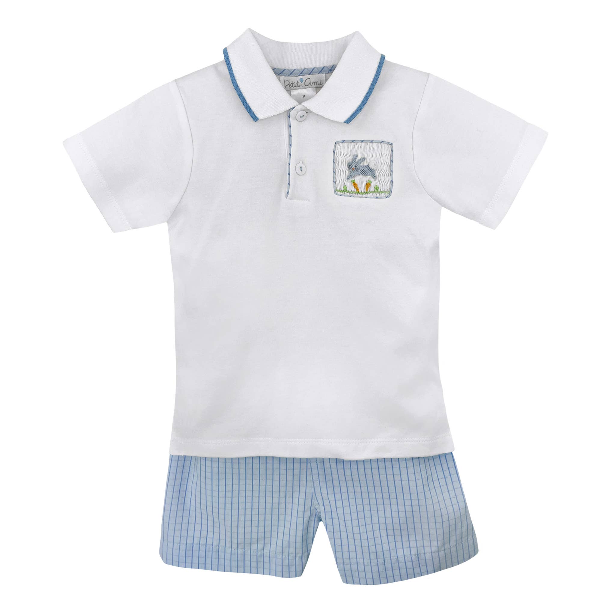 Shirt & Shorts Set with Hand Picture Smocked Bunnies