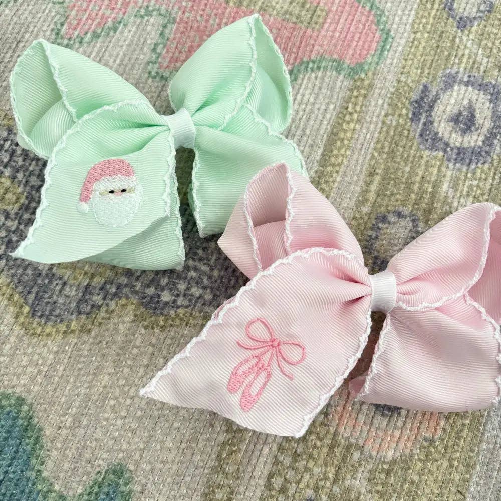 Classic Grosgrain Moonstitch Hair Bow - Large