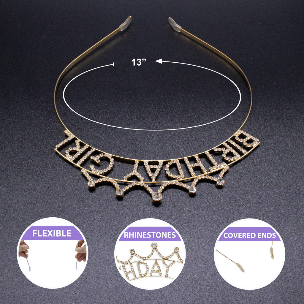 Happy Birthday Headband - Sparkle Rhinestone Crowns Tiaras