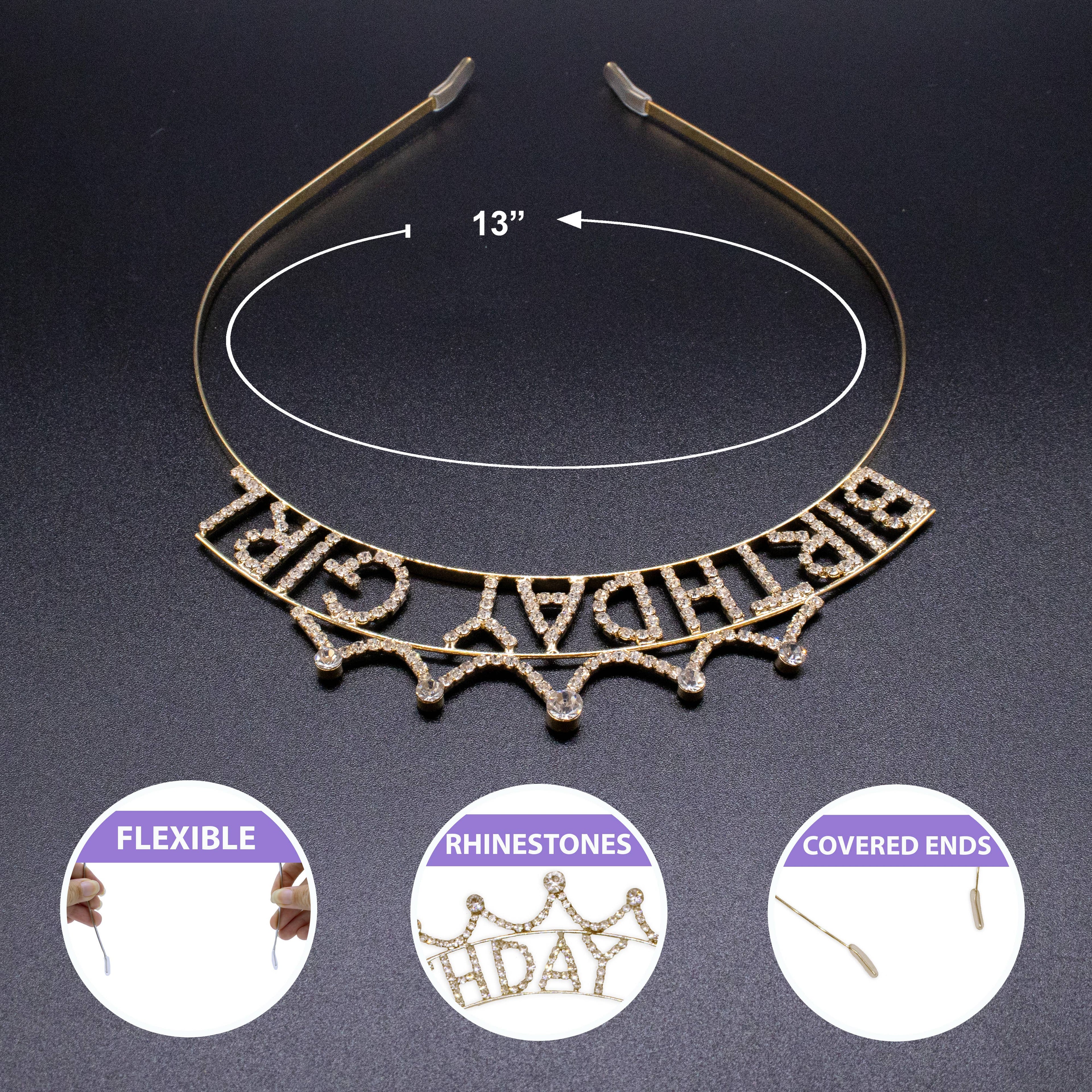 Happy Birthday Headband - Sparkle Rhinestone Crowns Tiaras