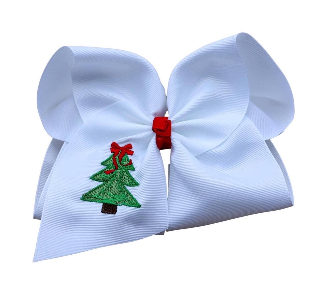 Classic Christmas Tree Embroidered Hair Bow 🎄