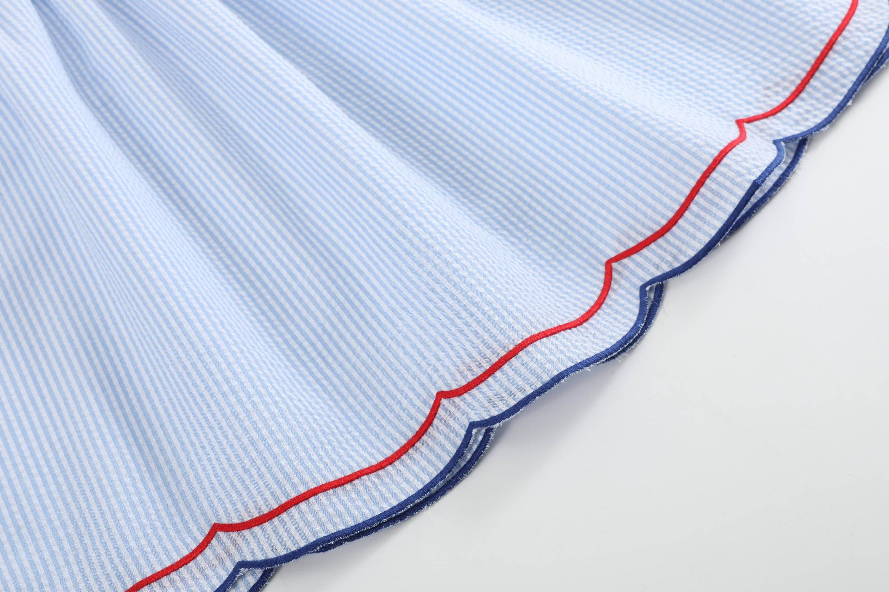 Blue Seersucker USA Flag Dress