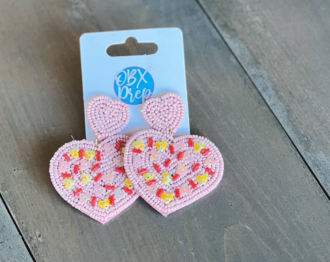 Sprinkle Heart Seed Bead Dangle Earrings