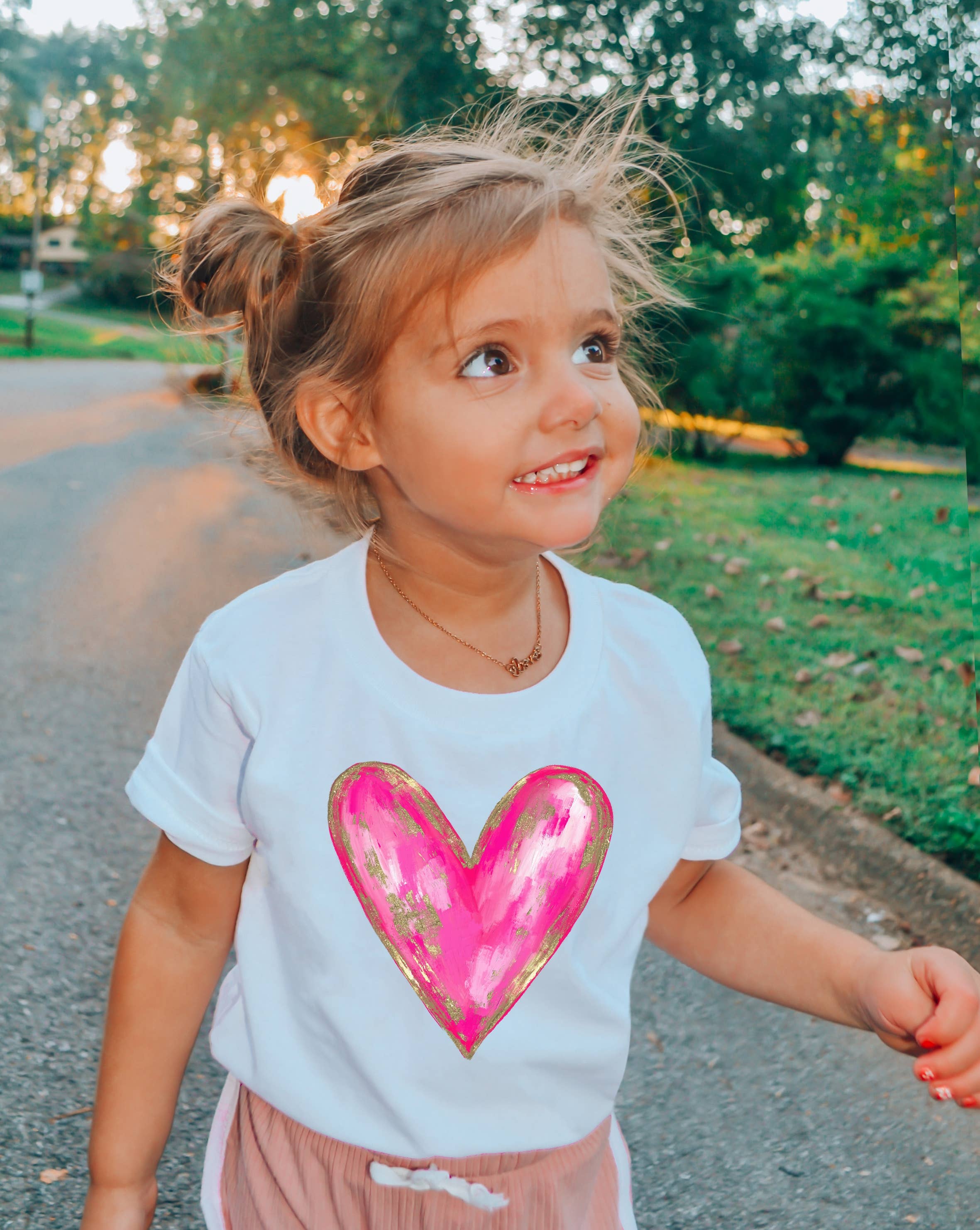 Faux Gold Foil Heart Valentine Toddler Tee