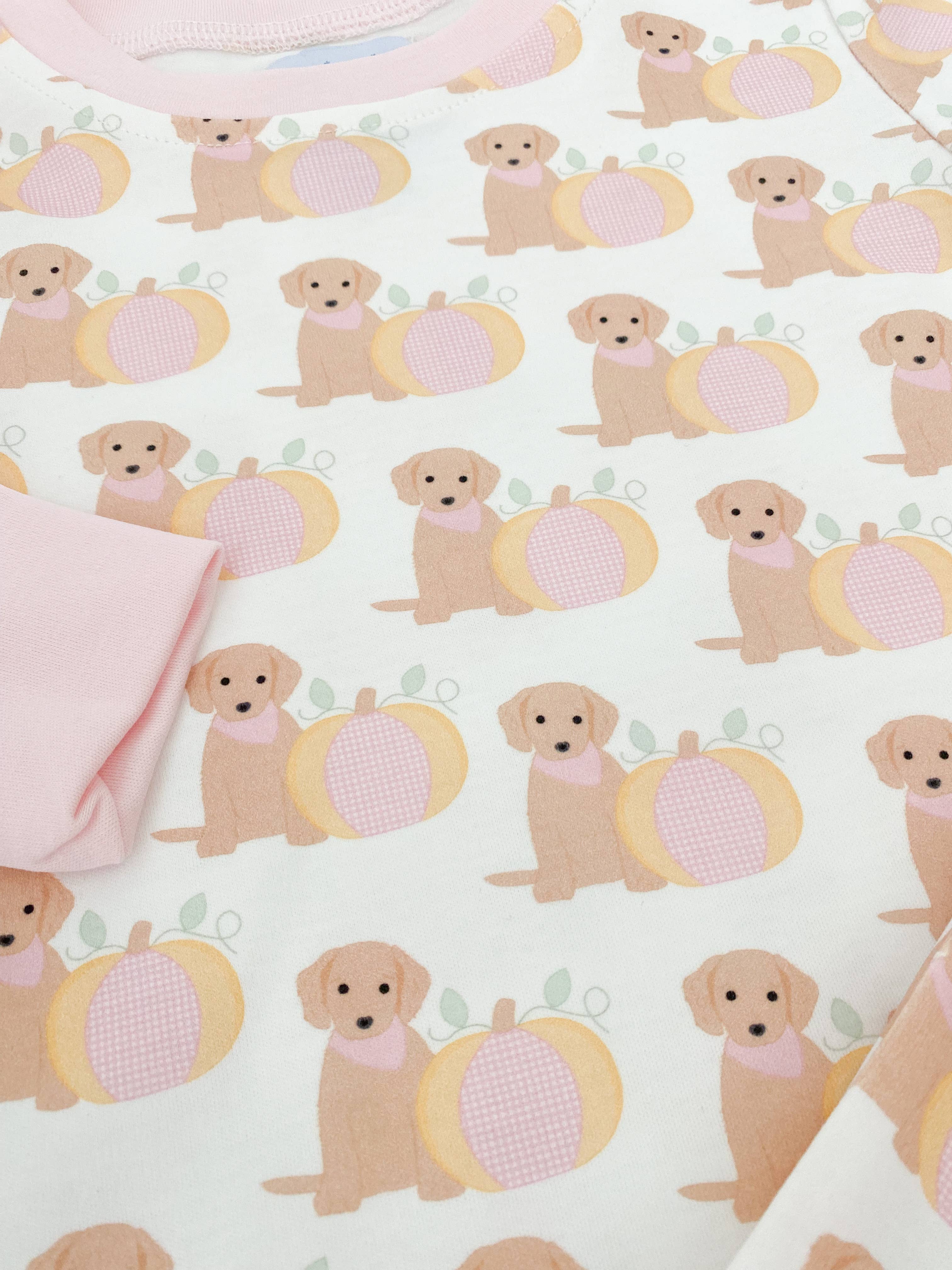 Pink Pumpkin Puppy Organic Cotton Zip Pajamas
