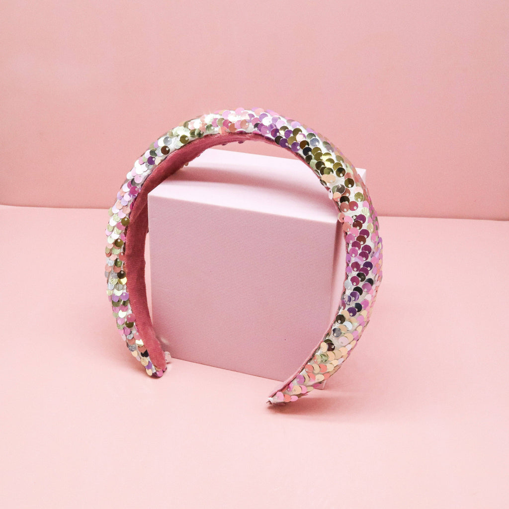 Rainbow Sequin Headband - Kids Padded Hair Band