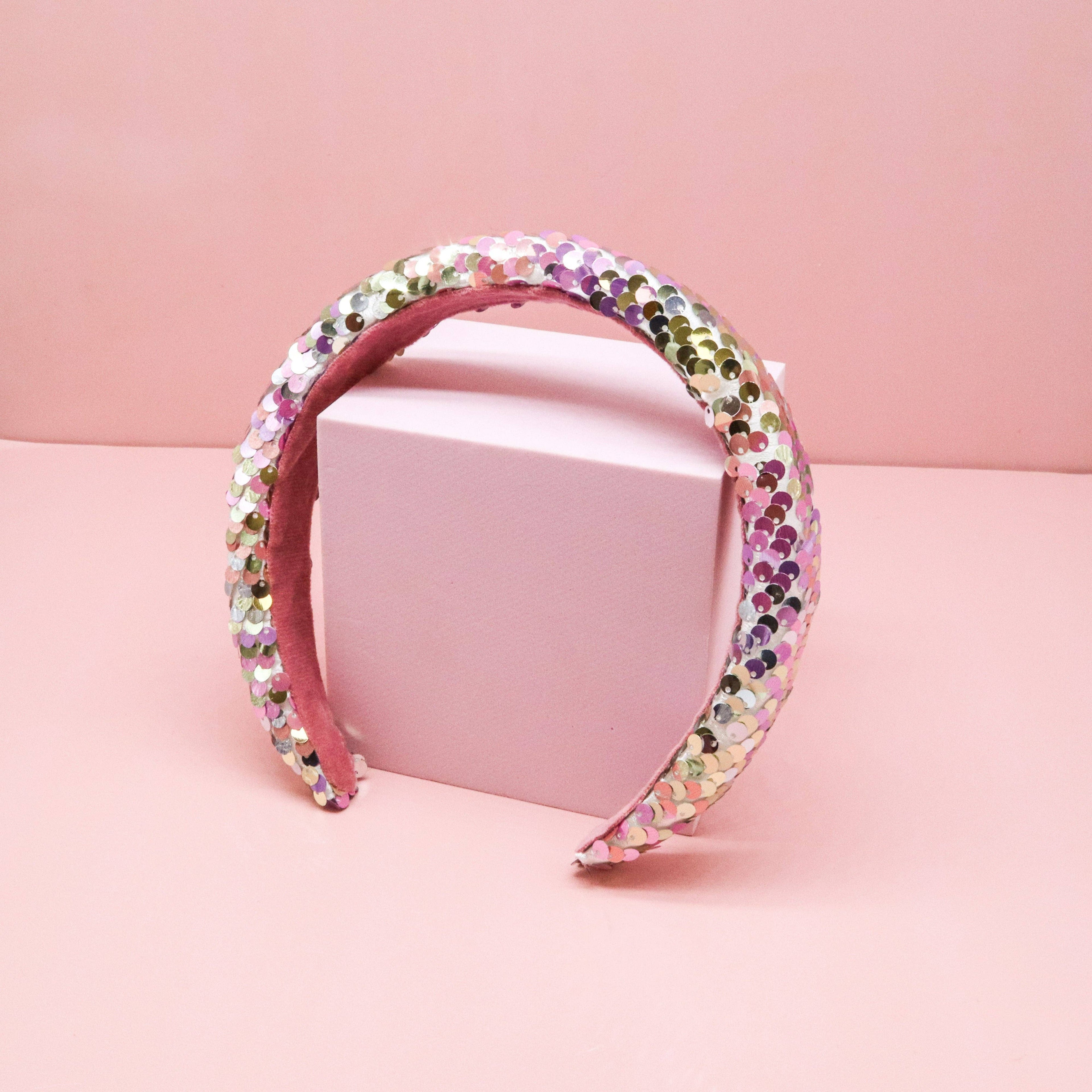 Rainbow Sequin Headband - Kids Padded Hair Band