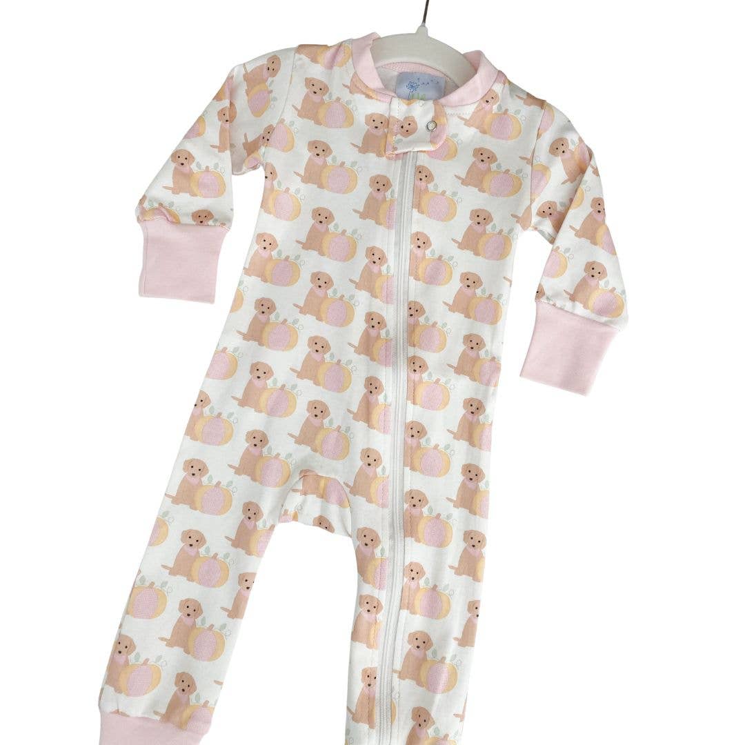 Pink Pumpkin Puppy Organic Cotton Zip Pajamas