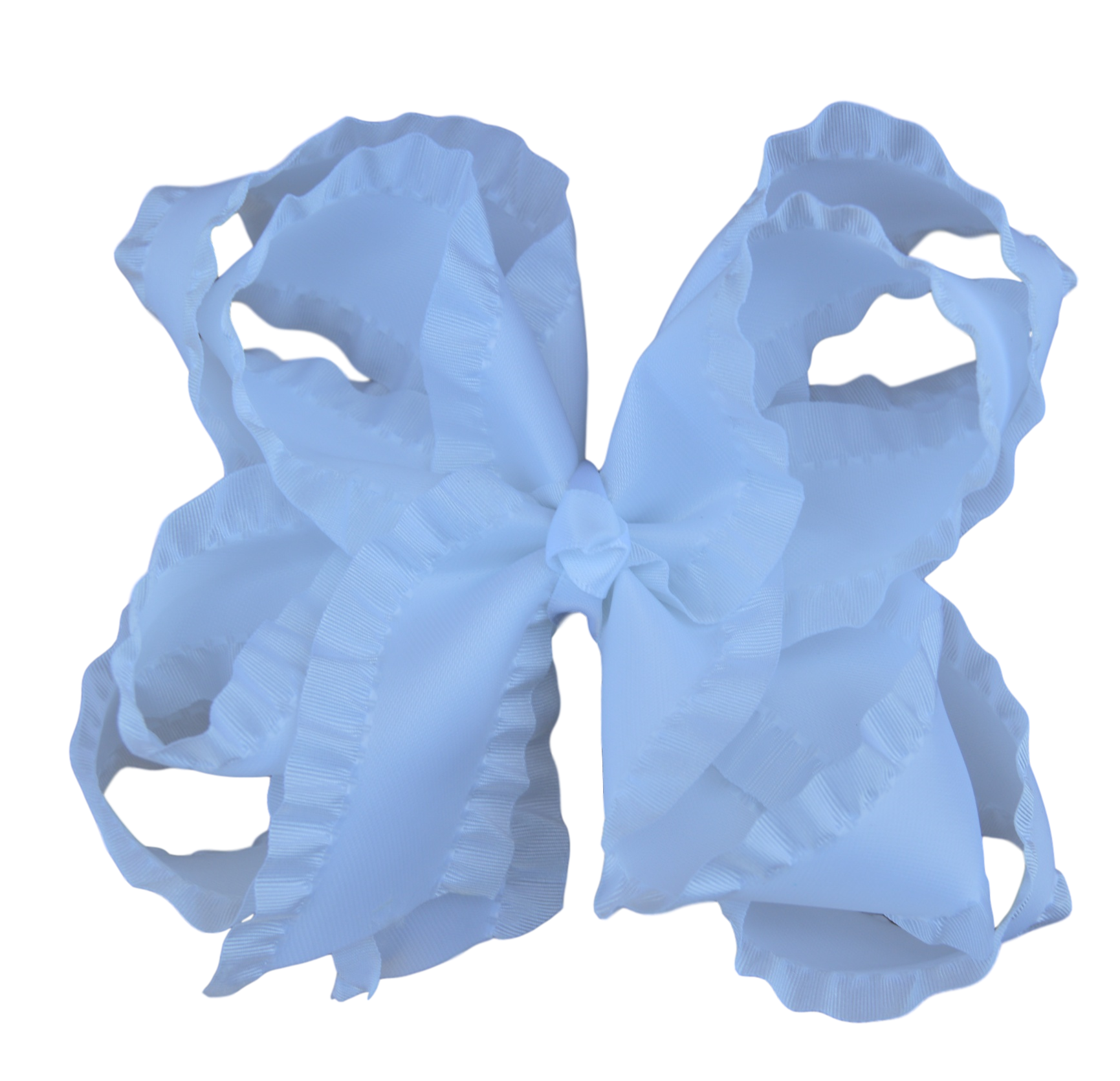 White Double Ruffle Hair Bow