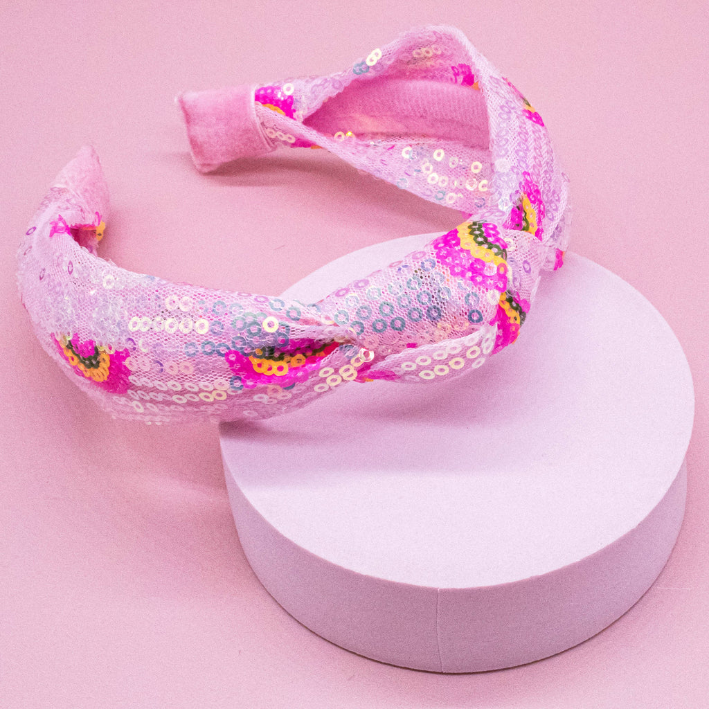 Kids Sequin Knot Headband - Rainbow
