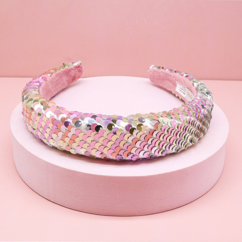 Rainbow Sequin Headband - Kids Padded Hair Band