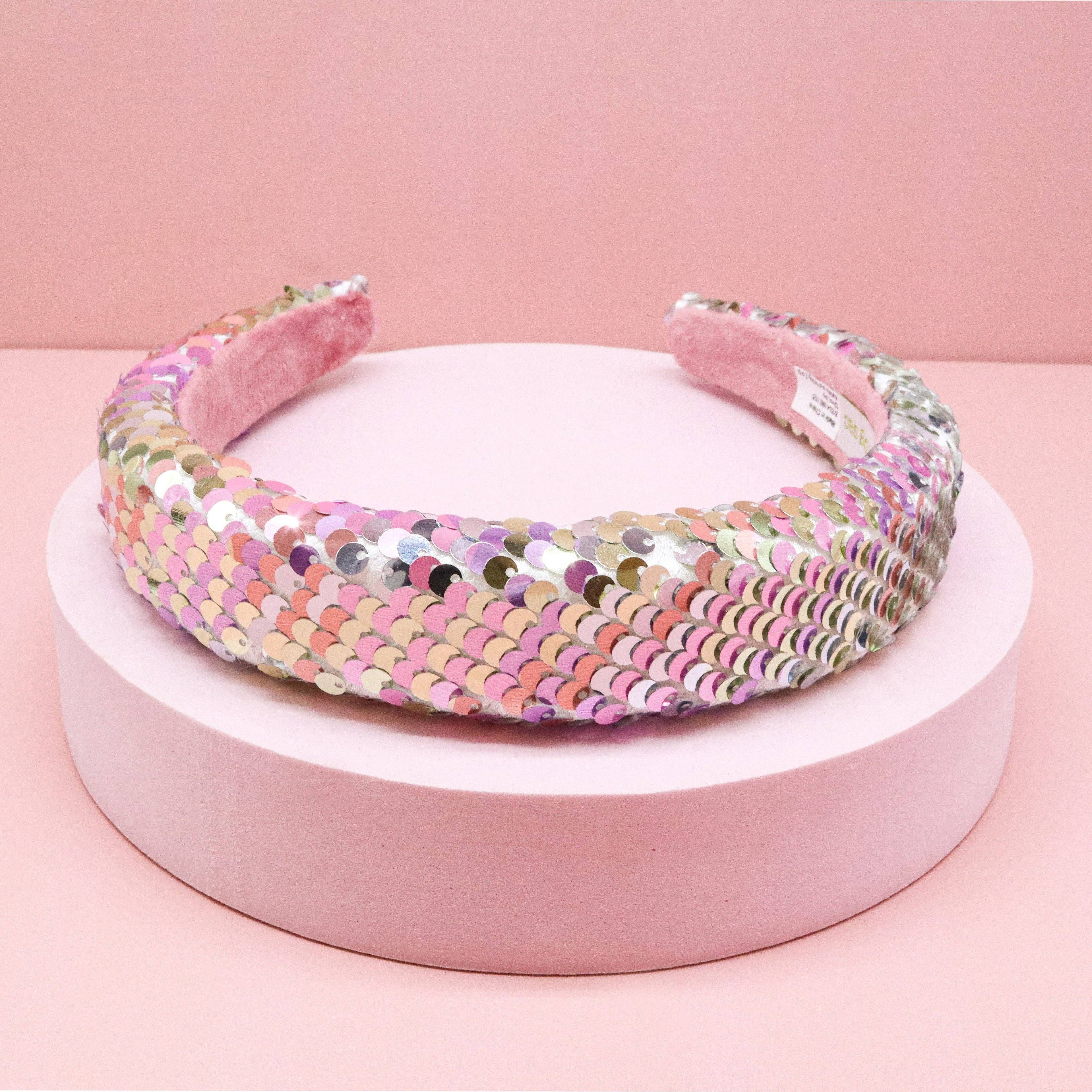 Rainbow Sequin Headband - Kids Padded Hair Band