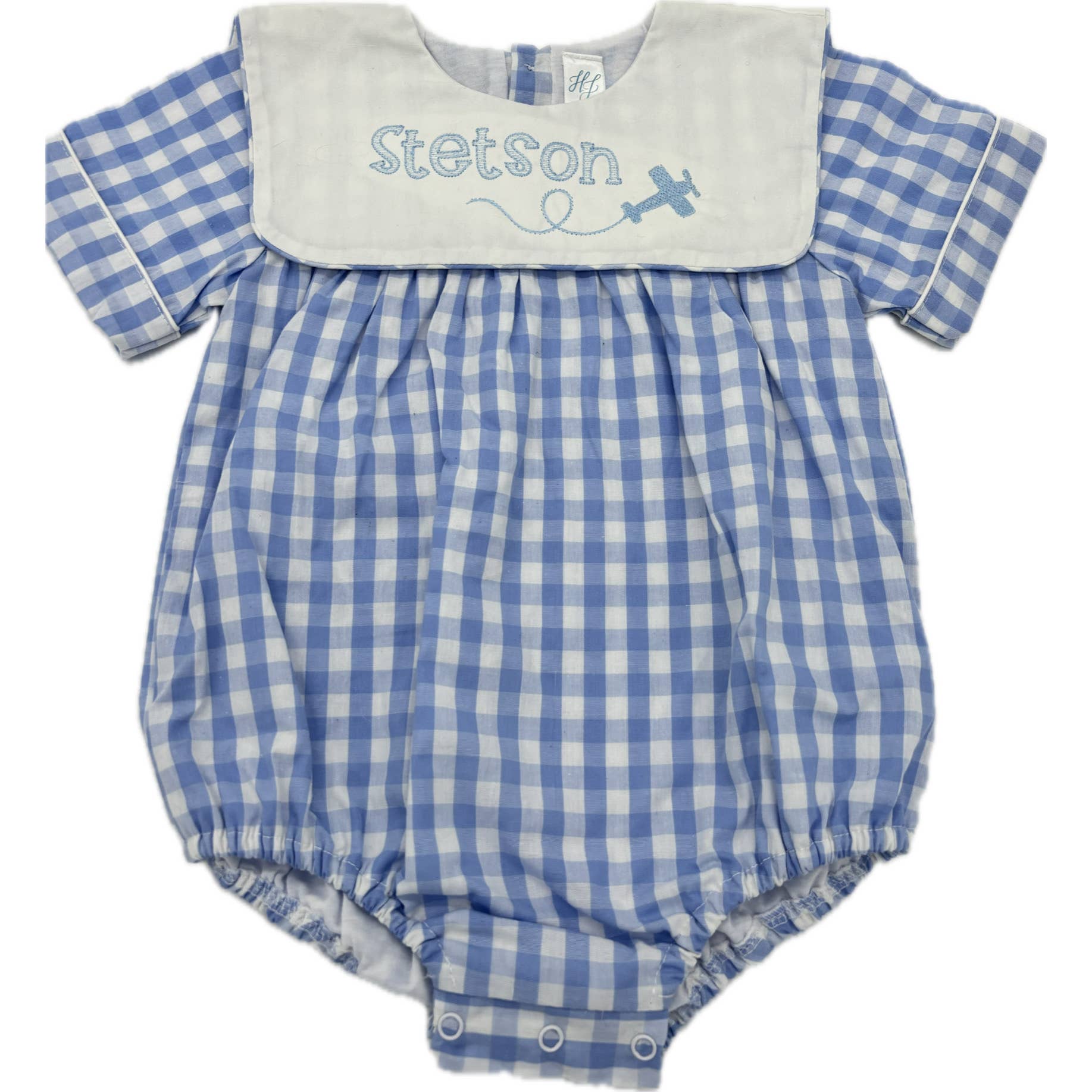 Hampton Blue Gingham Bib Bubble