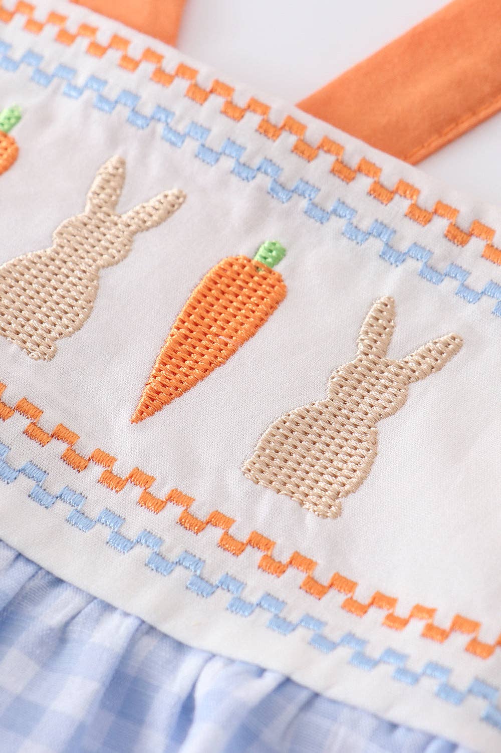 Blue Plaid Easter Rabbit Applique Boy Romper