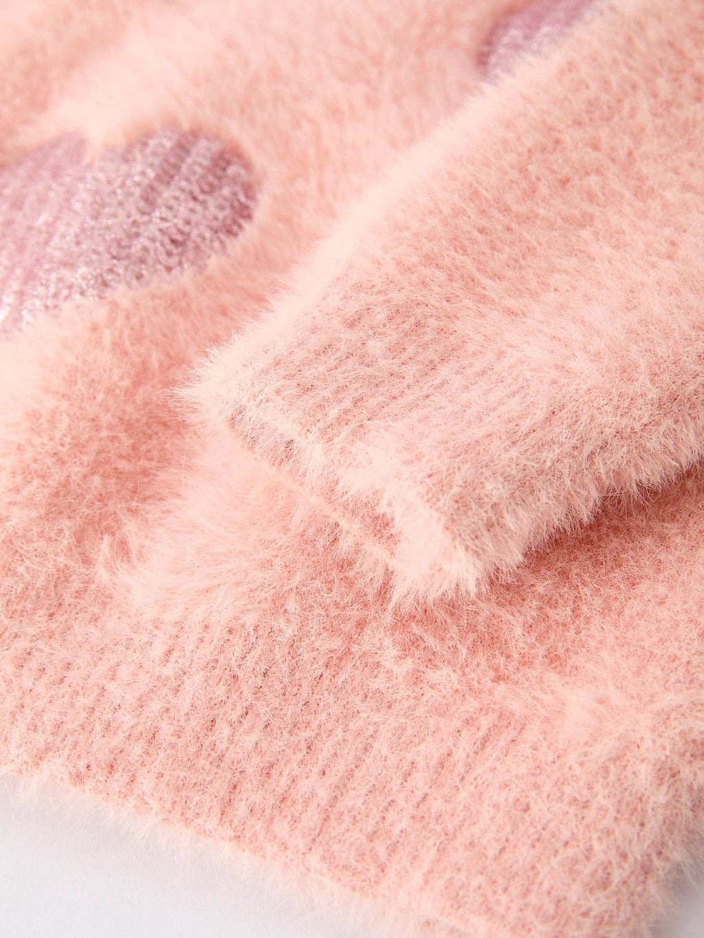 Valentine's Day Light Pink Girls Heart Sequins Sweater