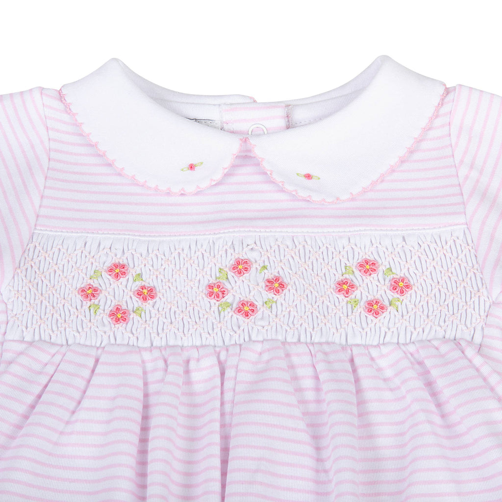 Lilly and Logan Pink Smocked Collared Girl Footie