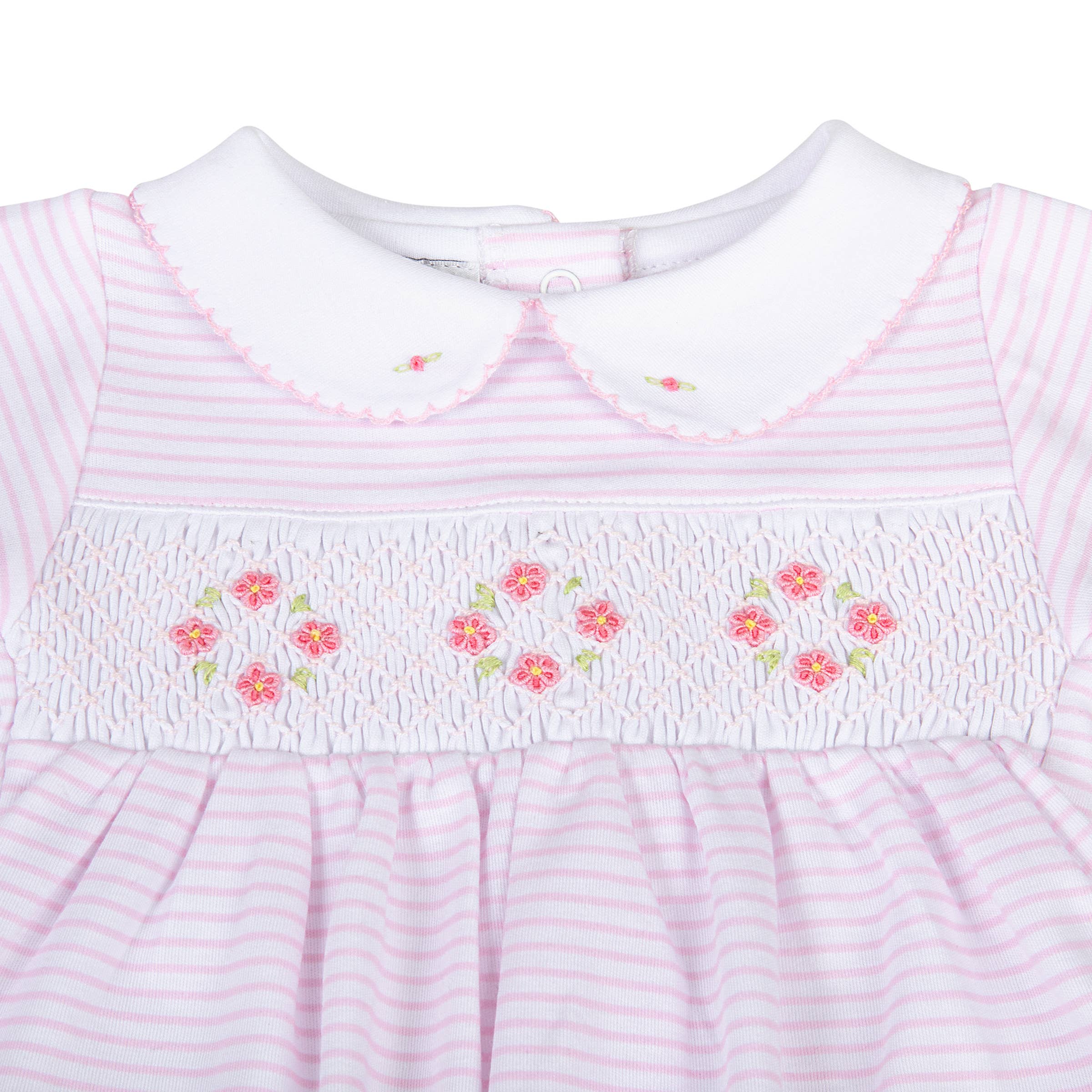 Lilly and Logan Pink Smocked Collared Girl Footie