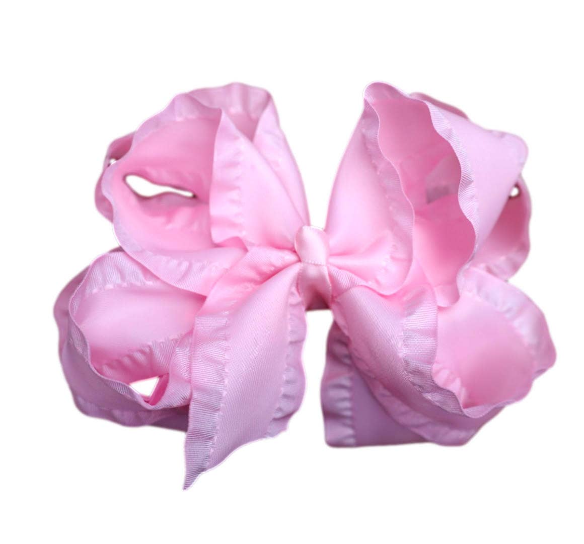 Light Pink Double Ruffle Hair Bow