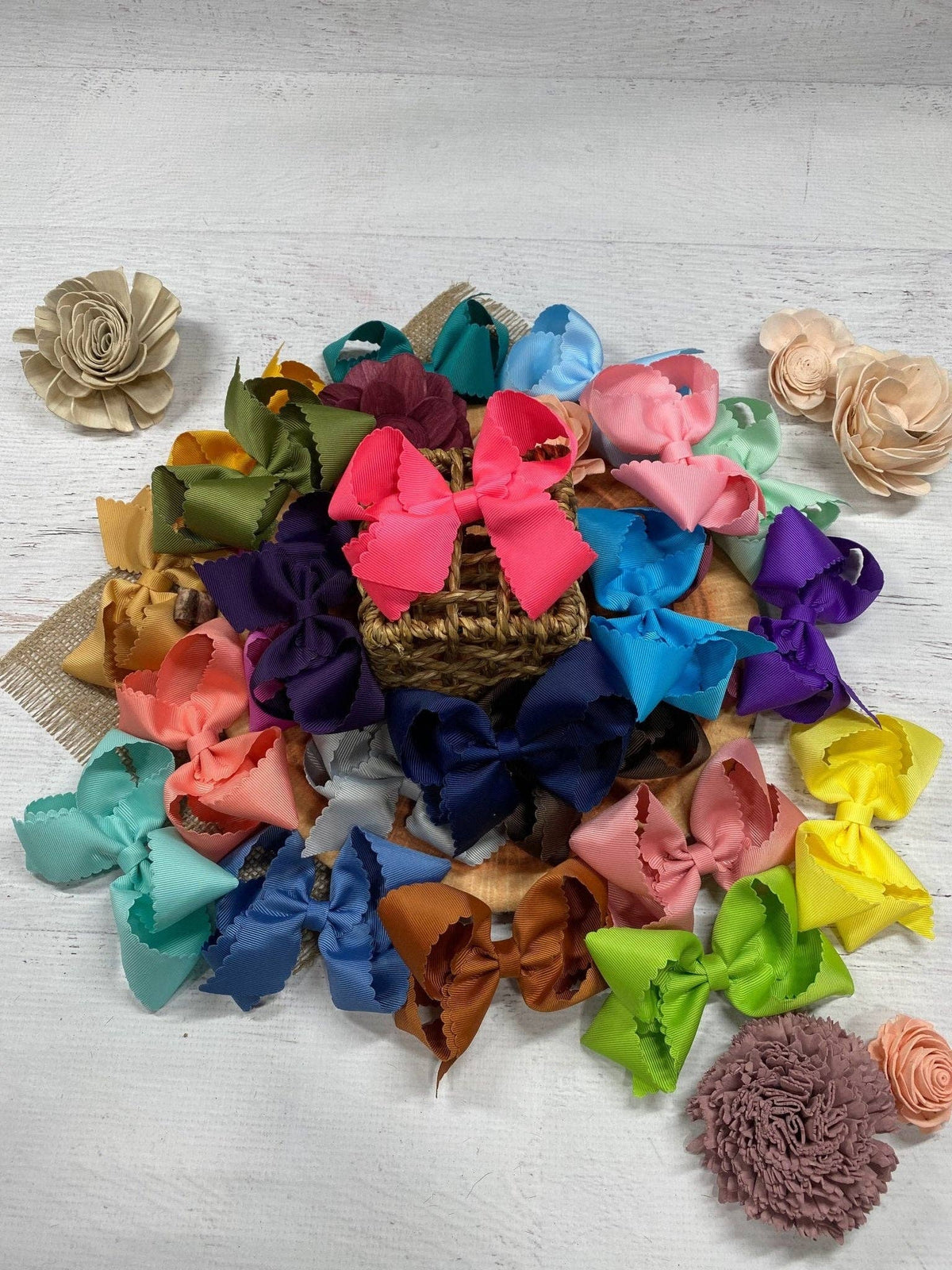 4.5" Classic Scalloped Hair Bow | Clip or Headband