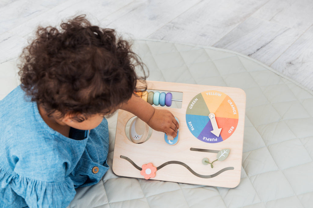 Wooden Busy Board, Montessori Interactive Activity Board