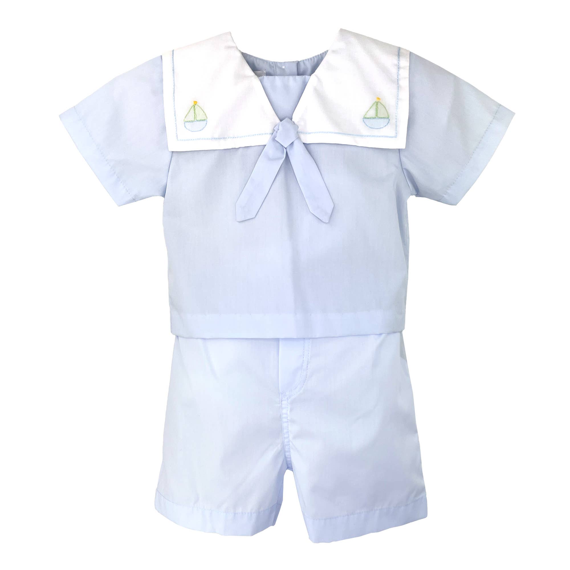 Sailboat Shadow Stitched Shirt & Short Set