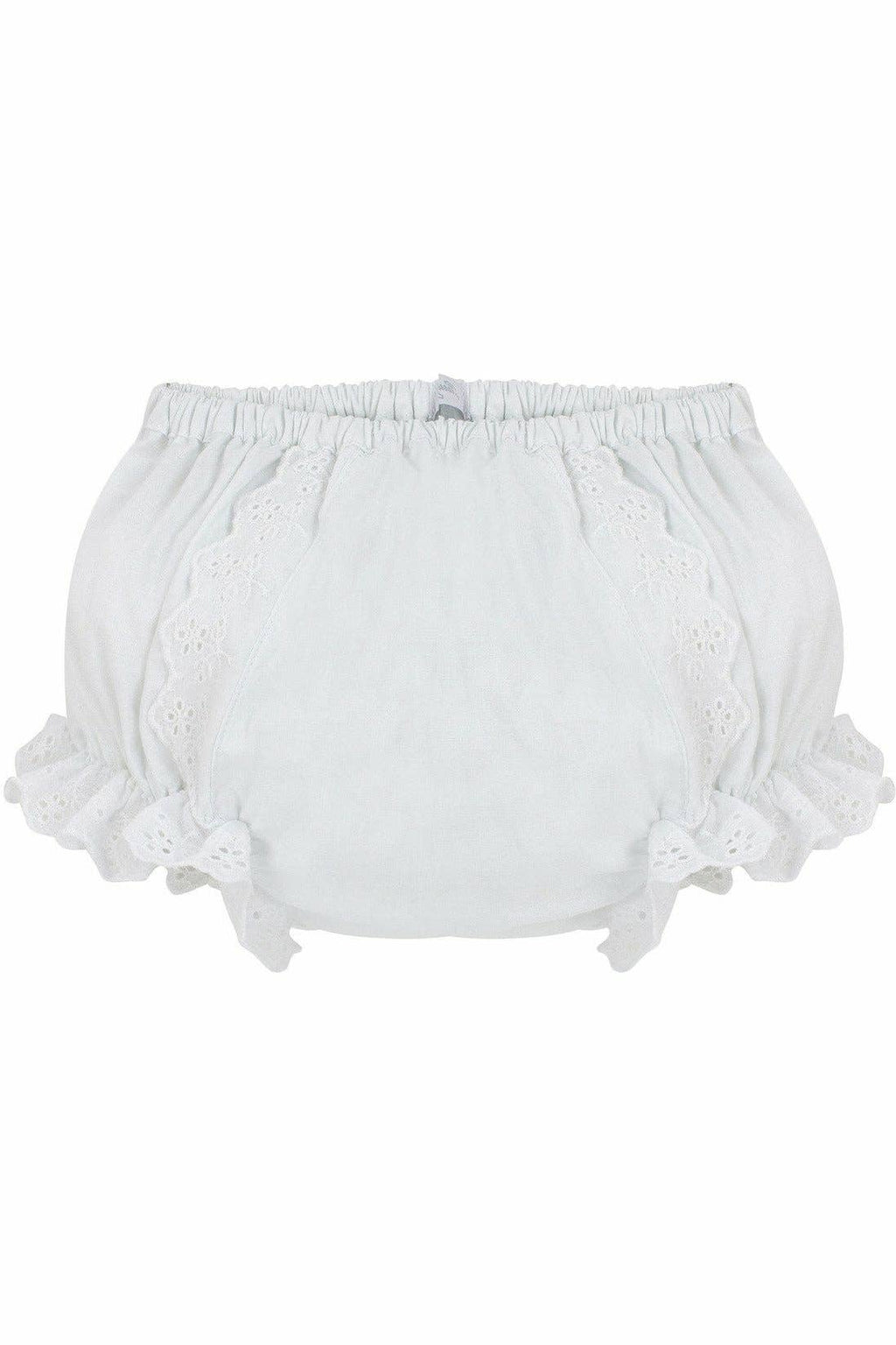 Baby Girls Cotton Diaper Covers - Ruffled White Flowers