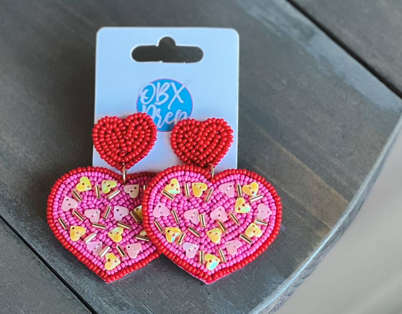 Sprinkle Heart Seed Bead Dangle Earrings