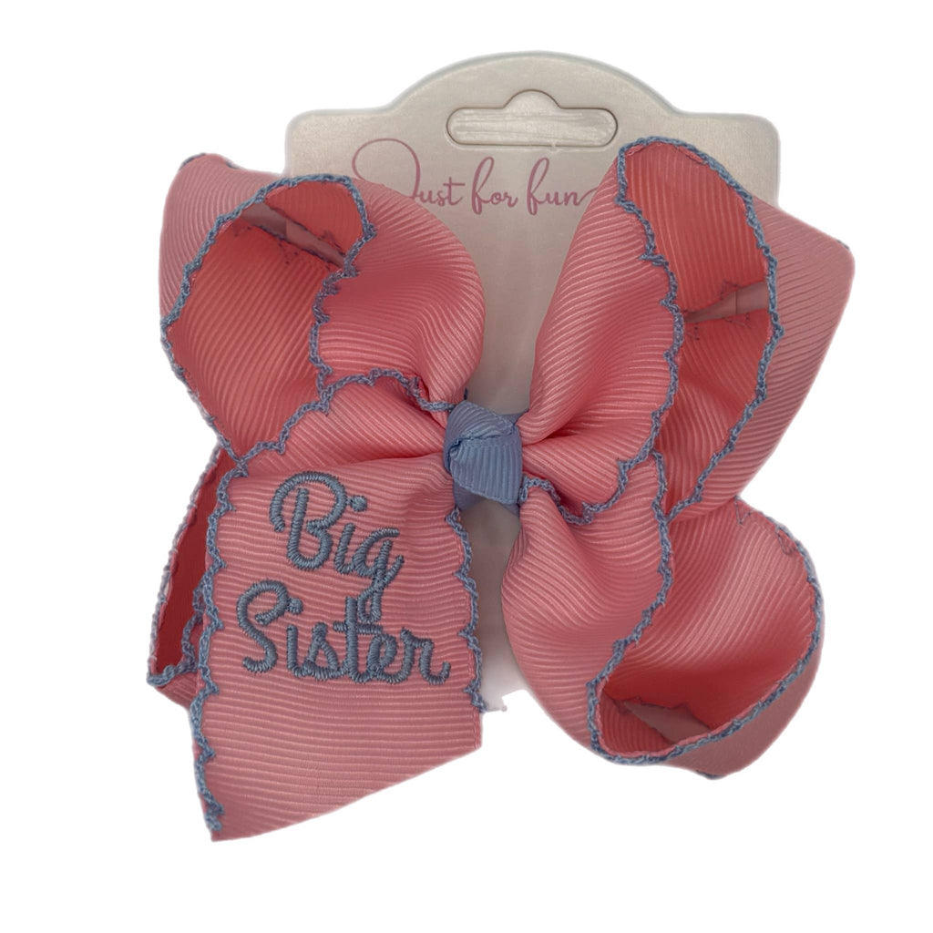 Big Sister Pink/Blue Moonstitch Hair Bow