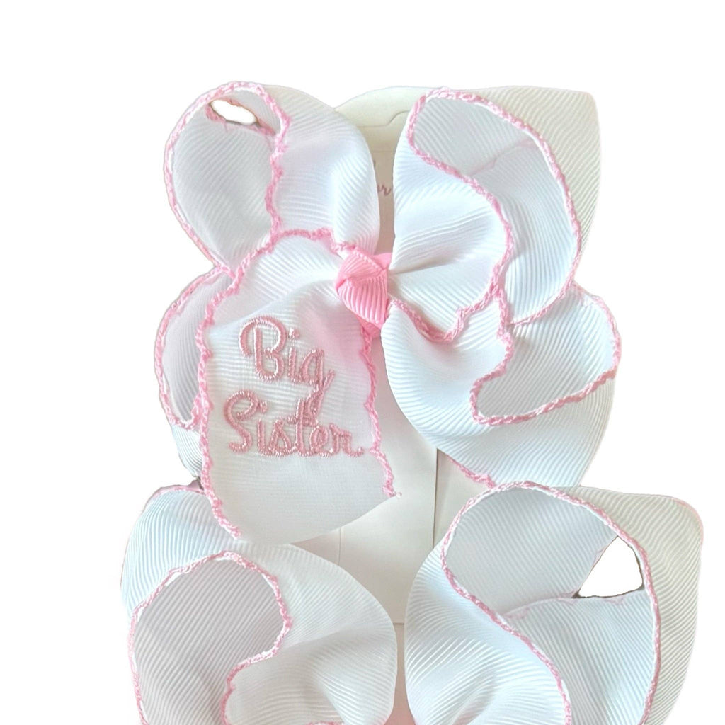Big Sister Embroidered Moonstitch Hair Bow