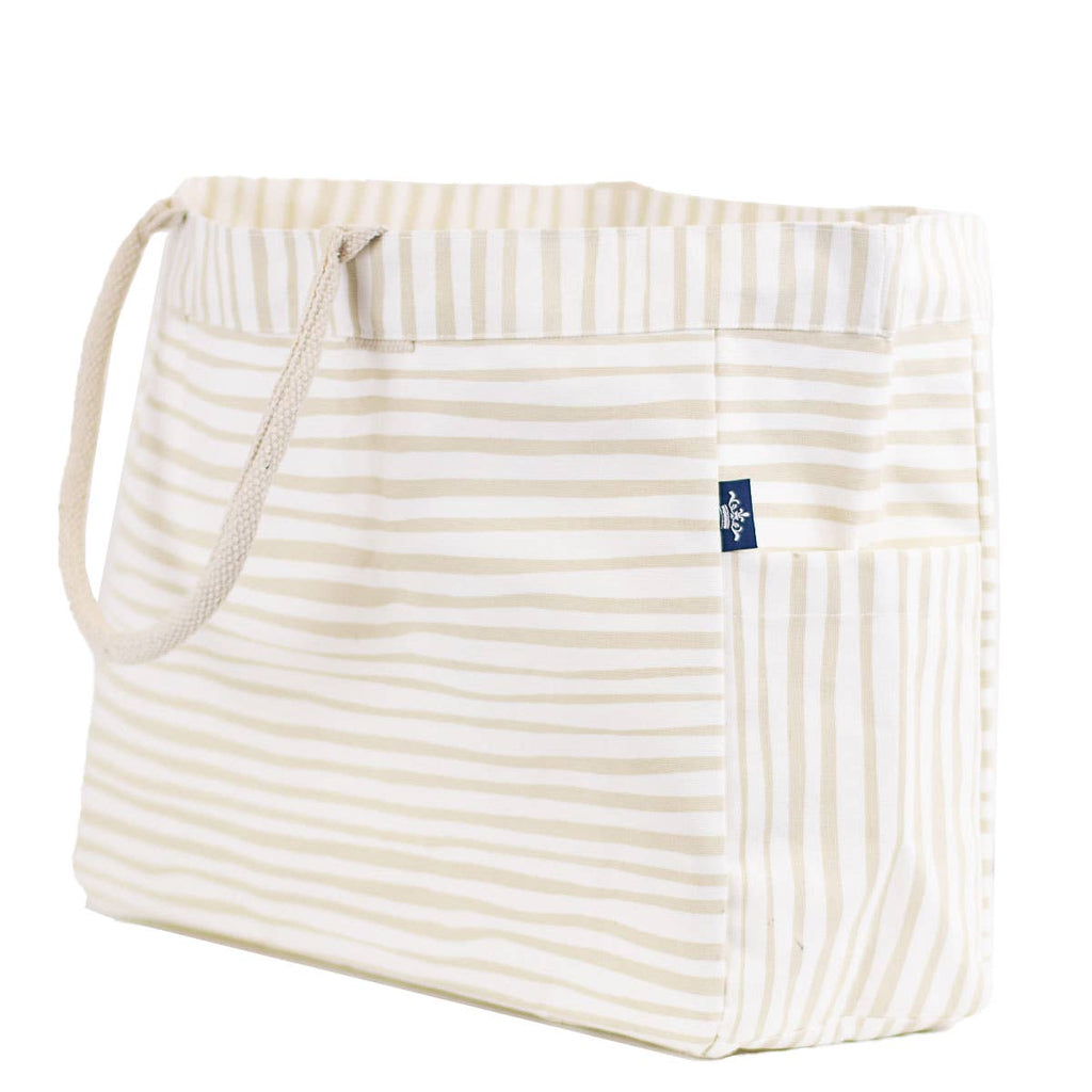 Fiji Stripe Durham Tote   White/Shell   17.5x13.5x6
