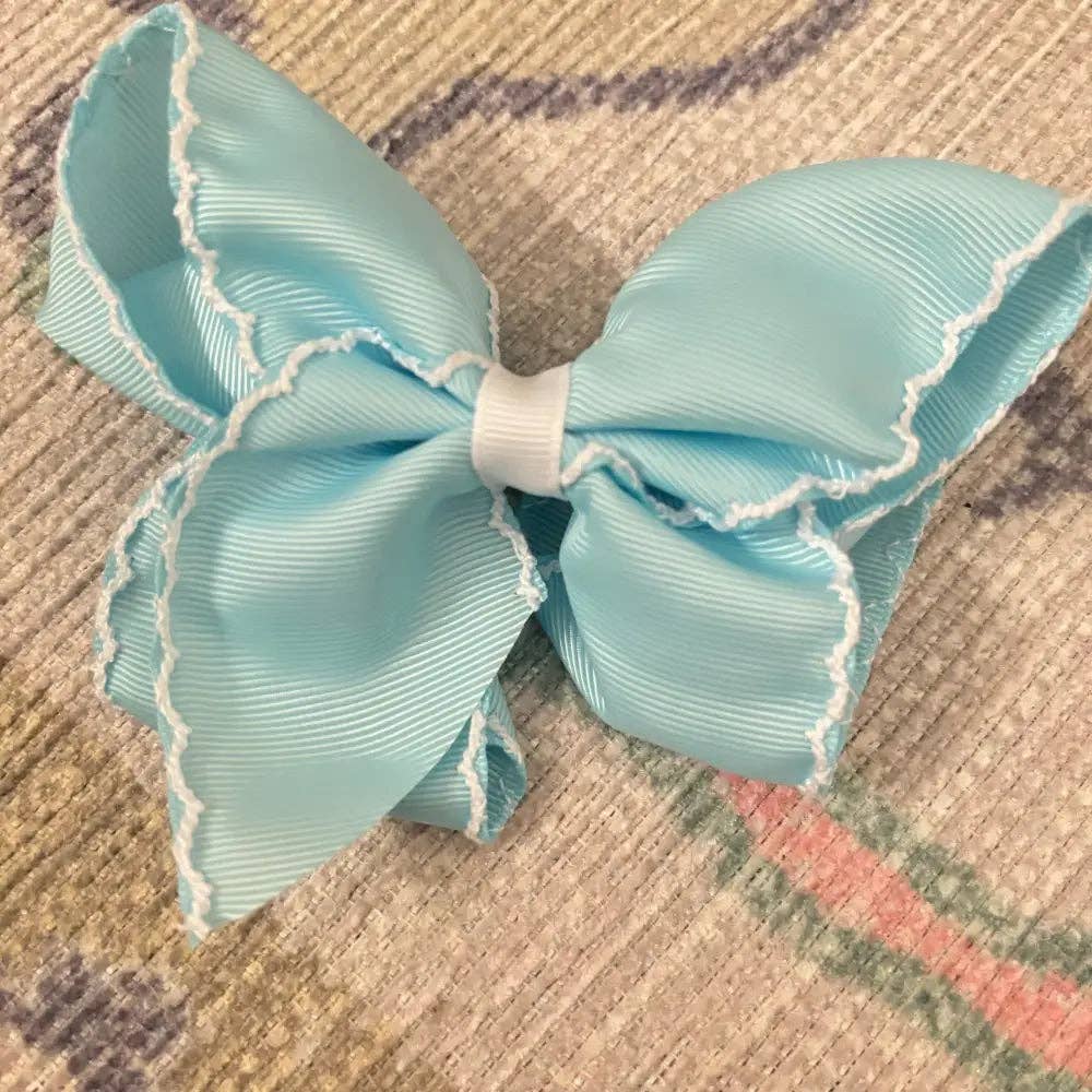 Classic Grosgrain Moonstitch Hair Bow - Large