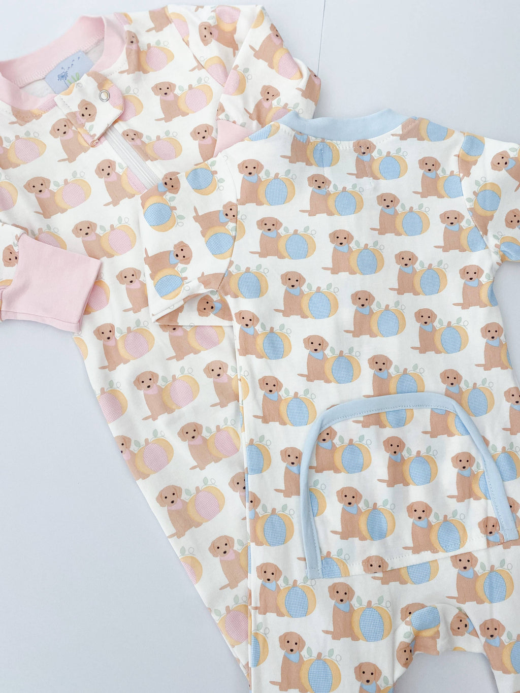 Pink Pumpkin Puppy Organic Cotton Zip Pajamas
